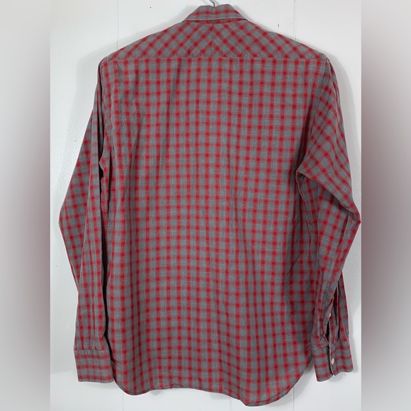 BILLY REID gray red plaid long sleeve button down shirt - Small - Picture 2 of 9
